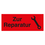 Qualitätsaufkleber Zur Reparatur mit Piktogramm, Rot, 50 x 20 mm, Rechteckig
