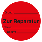 Qualitätsaufkleber Zur Reparatur, Rot, Ø 60 mm, Rund