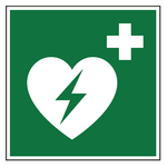 Rettungszeichen Automatisierter externer Defibrillator DIN EN ISO 7010 E010 Folie 150 x 150 mm Einzeletikett