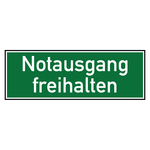 Rettungszeichen Notausgang freihalten Folie 210 x 74 mm Einzeletikett