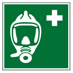 Rettungszeichen Atemgerät für Notevakuierung DIN EN ISO 7010 E029