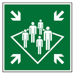 Rettungszeichen Sammelstelle auf einem Schiff DIN EN ISO 7010 E032 Folie 200 x 200 mm Einzeletikett