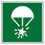 Rettungszeichen Fallschirm-Signalrakete DIN EN ISO 7010 E049