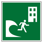 Rettungszeichen Tsunami-Zufluchtsgebäude DIN EN ISO 7010 E063