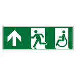 Rettungszeichen Notausgang Rollstuhlfahrer links oben