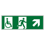 Rettungszeichen Notausgang Rollstuhlfahrer rechts schräg oben