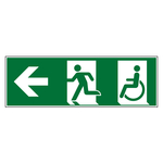 Rettungszeichen Notausgang Rollstuhlfahrer links