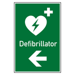 Rettungszeichen Defibrillator links Kombischild Folie 200 x 300 mm Einzeletikett