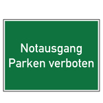 Rettungszeichen Notausgang Parken verboten Folie 200 x 150 mm Einzeletikett