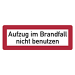 Feuerwehrzeichen Aufzug im Brandfall nicht benutzen DIN 4066 Folie 148 x 52 mm Einzeletikett