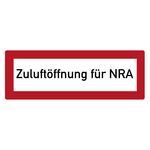 Feuerwehrzeichen Zuluftöffnung für NRA DIN 4066 Folie 210 x 74 mm Einzeletikett