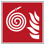 Brandschutzzeichen Löschschlauch, nicht angeschlossen DIN EN ISO 7010 F019