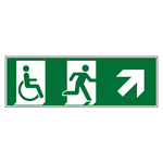 Bodenmarkierung Rettungszeichen Notausgang Rollstuhlfahrer rechts schräg oben