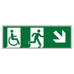 Bodenmarkierung Rettungszeichen Notausgang Rollstuhlfahrer rechts schräg unten