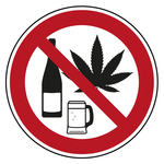 Verbotszeichen Cannabis und Alkohol verboten Praxisbewährt