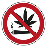 Verbotszeichen Cannabis rauchen verboten Praxisbewährt Folie Ø 300 mm Einzeletikett