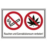Verbotsschild Rauchen und Cannabiskonsum verboten Kombischild