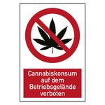 Verbotszeichen Cannabiskonsum auf dem Betriebsgelände verboten Kombischild