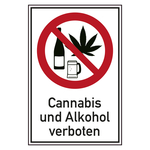 Verbotsschild Cannabis und Alkohol verboten Kombischild