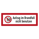 Feuerwehrzeichen Aufzug im Brandfall nicht benutzen Folie 148 x 52 mm Einzeletikett