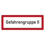 Feuerwehrzeichen Gefahrengruppe II DIN 4066 Kunststoff 420 x 148 mm Einzelschild