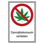 Verbot Zeichen Cannabiskonsum verboten Kombischild Folie 150 x 200 mm Einzeletikett