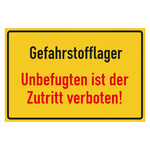 Verbotsschild Gefahrstofflager Unbefugten ist der Zutritt verboten! Kunststoff 300 x 200 mm Einzelschild