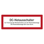 Feuerwehrzeichen DC-Notausschalter Zur Trennung des Wechselrichters DIN 4066