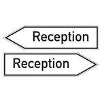 Wegweiser englisch "Reception" in verschiedenen Ausführungen