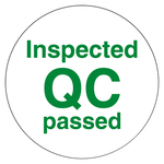 Qualitätskennzeichen Inspected QC passed Weiß Rund