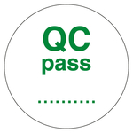 Qualitätskennzeichen QC pass zum Selbstbeschriften Weiß Rund