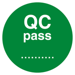 Qualitätskennzeichen QC pass zum Selbstbeschriften Grün Rund