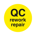 Qualitätskennzeichen QC rework repair Gelb Rund