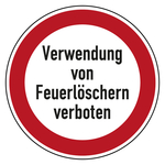 Verbotszeichen Verwendung von Feuerlöschern verboten