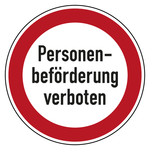 Verbotszeichen Personenbeförderung verboten