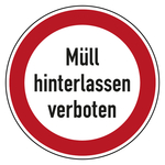 Verbotszeichen Müll hinterlassen verboten