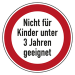 Verbotszeichen Nicht für Kinder unter 3 Jahren geeignet