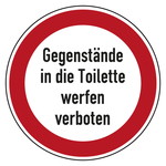 Verbotszeichen Gegenstände in die Toilette werfen verboten