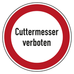 Verbotszeichen Cuttermesser verboten Folie Ø 12,5 mm 20 Stück/Bogen